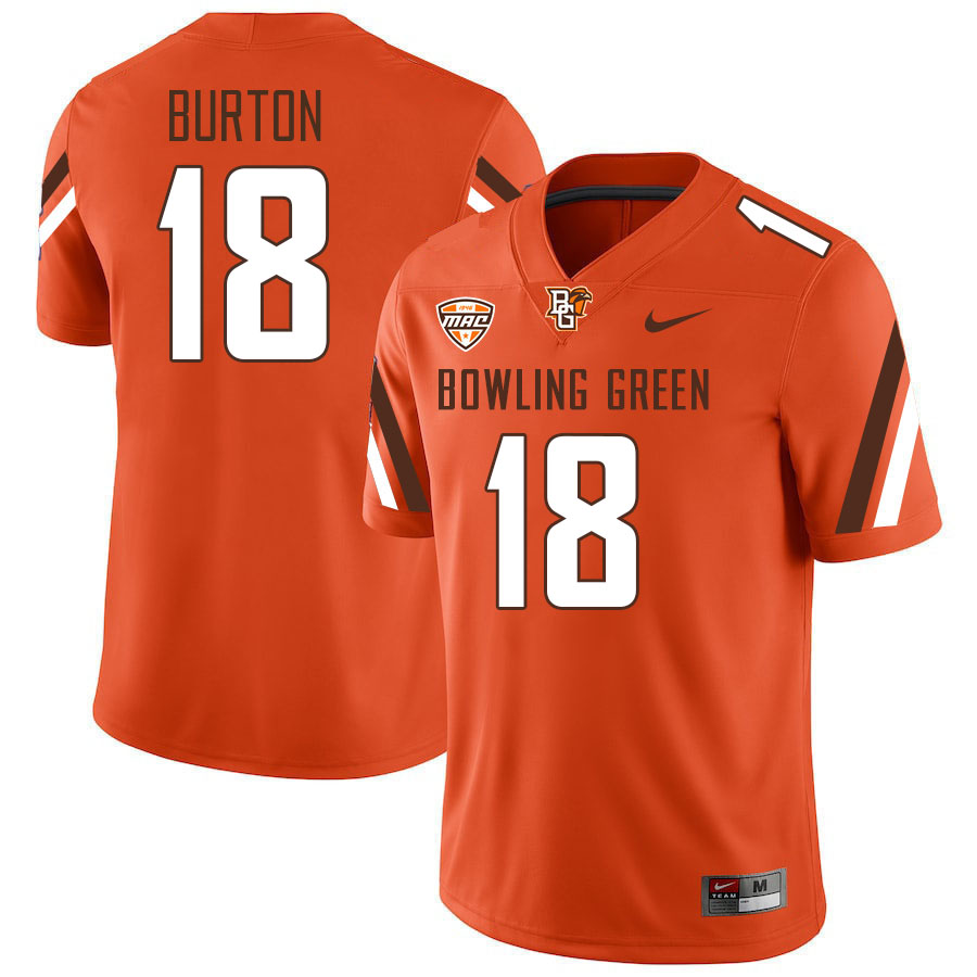 Bowling Green Falcons #18 Jalen Burton College Football Jerseys Stitched Sale-Orange